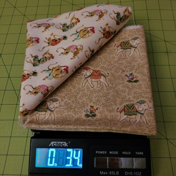 Circus Elephants & Monkeys Fabric Swatches Each Piece 13" x 26" - Picture 6 of 6